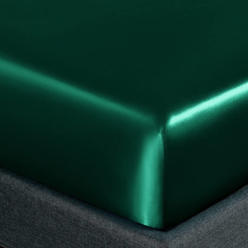 Homiest 4pcs Satin Sheets Set Luxury Silky Satin Bedding Set with Deep Pocket, 1 Fitted Sheet + 1 Flat Sheet + 2 Pillowcases (Cal King Size, Blackish Green) - Image 5